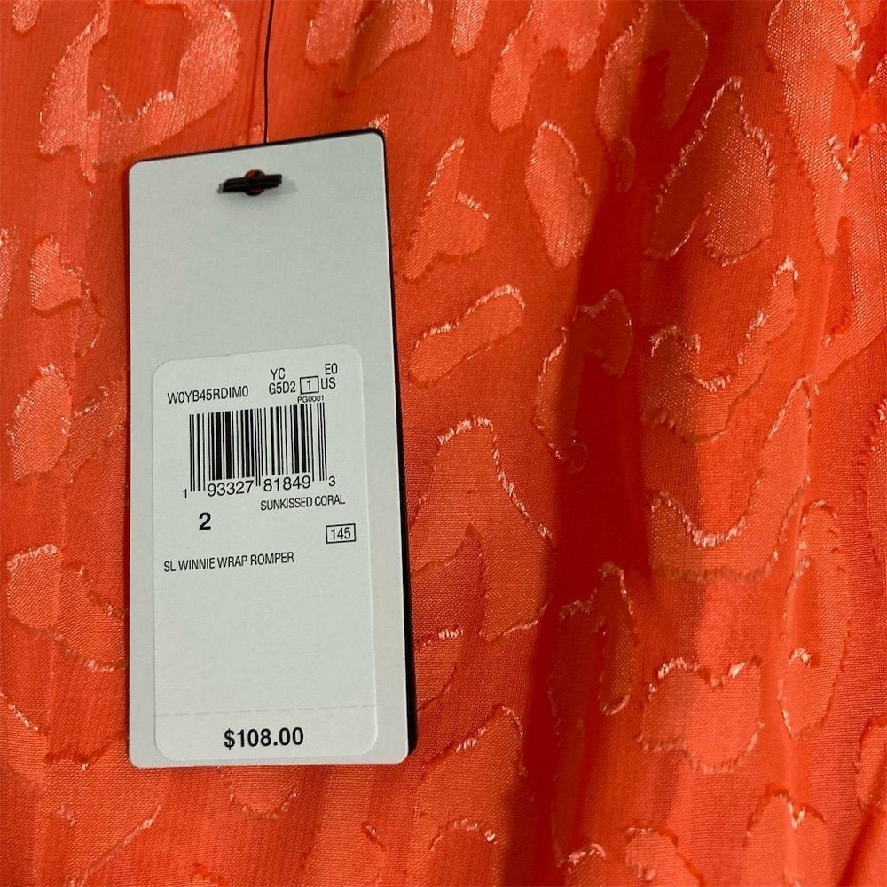 Guess Women's Sleeveless Wrap Romper Orange Size 2 Summer Casual - Picture 8 of 16